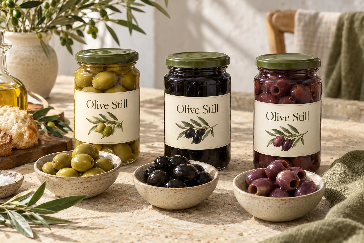 Table olives and antipasti collection